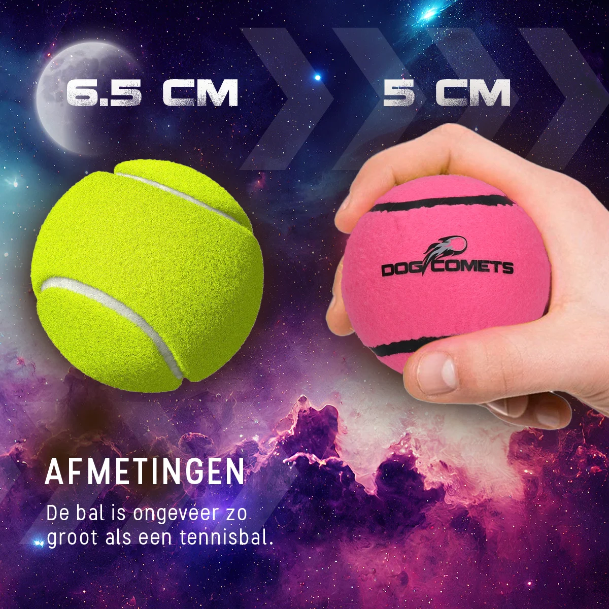 Minge de tenis pentru câini, plutitoare, roz, S, Ø 5 cm – Dog Comets Starlight - imagine 6