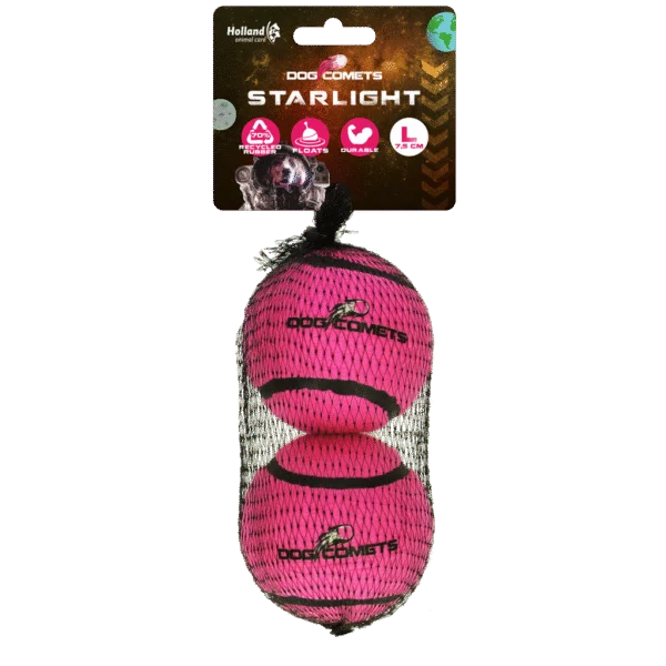 Minge de tenis pentru câini, plutitoare, Ø 7,5 cm, roz, 2 bucăți – Dog Comets Starlight