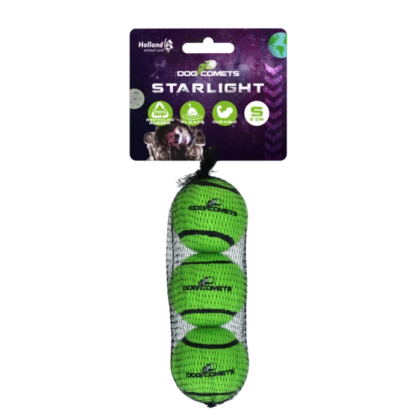 Minge de tenis pentru câini, plutitoare, verde S, Ø 5 cm, 3 bucăți – Dog Comets Starlight