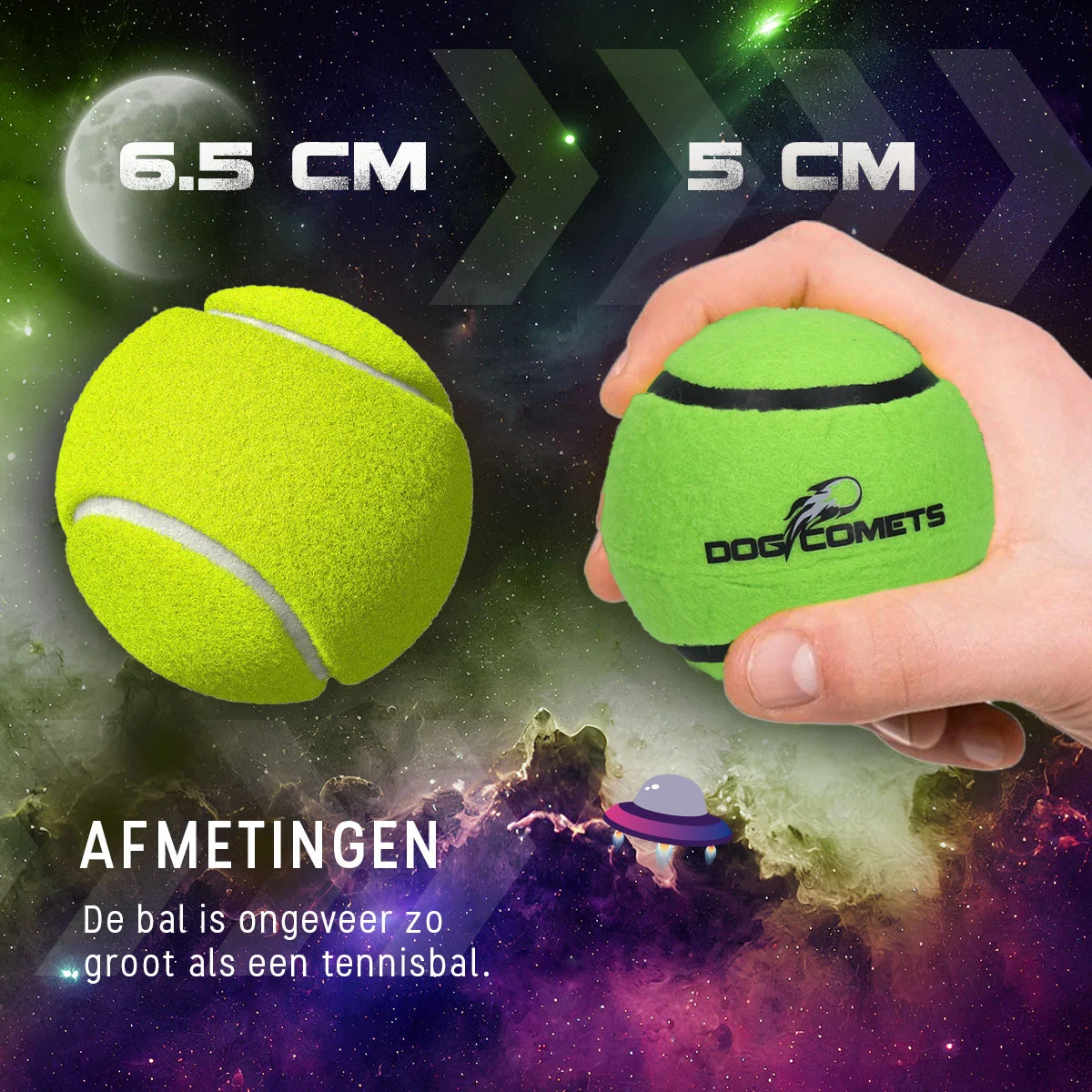 Minge de tenis pentru câini, plutitoare, Ø 5 cm, verde – Dog Comets Starlight - imagine 6