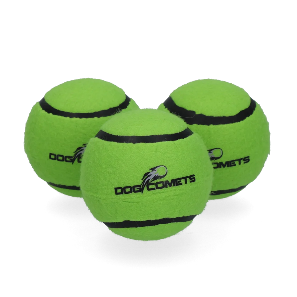 Minge de tenis pentru câini cu chiuitoare M, Ø 6 cm, verde, 3 bucăți – Dog Comets Neutron Star - imagine 3