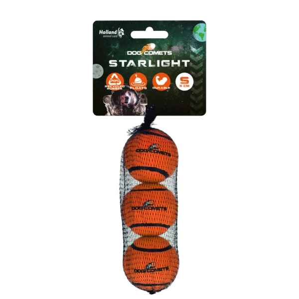 Minge de tenis pentru câini, plutitoare, portocalie S, Ø 5 cm, 3 bucăți – Dog Comets Starlight