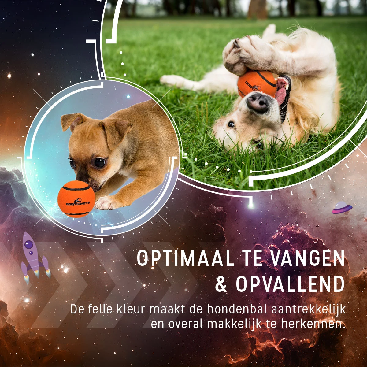 Minge de tenis pentru câini, plutitoare, portocalie S, Ø 5 cm, 3 bucăți – Dog Comets Starlight - imagine 4