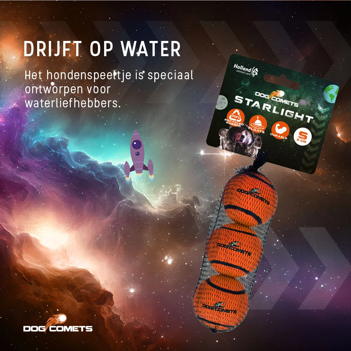 Minge de tenis pentru câini, plutitoare, portocalie S, Ø 5 cm, 3 bucăți – Dog Comets Starlight - imagine 6