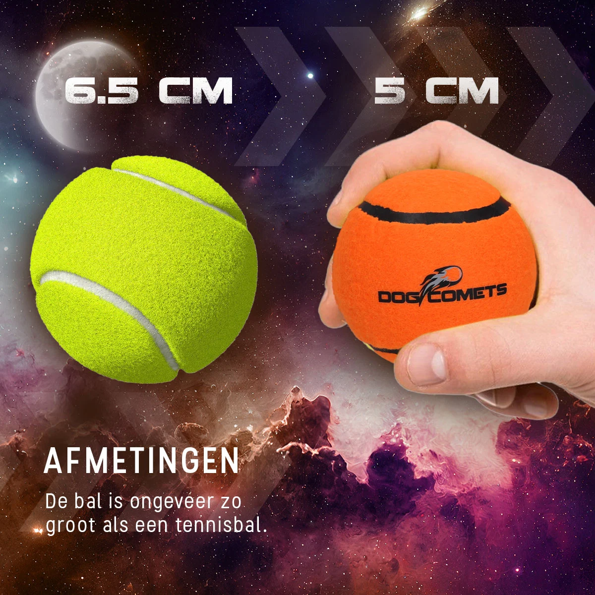 Minge de tenis pentru câini, plutitoare, portocalie S, Ø 5 cm – Dog Comets Starlight - imagine 6