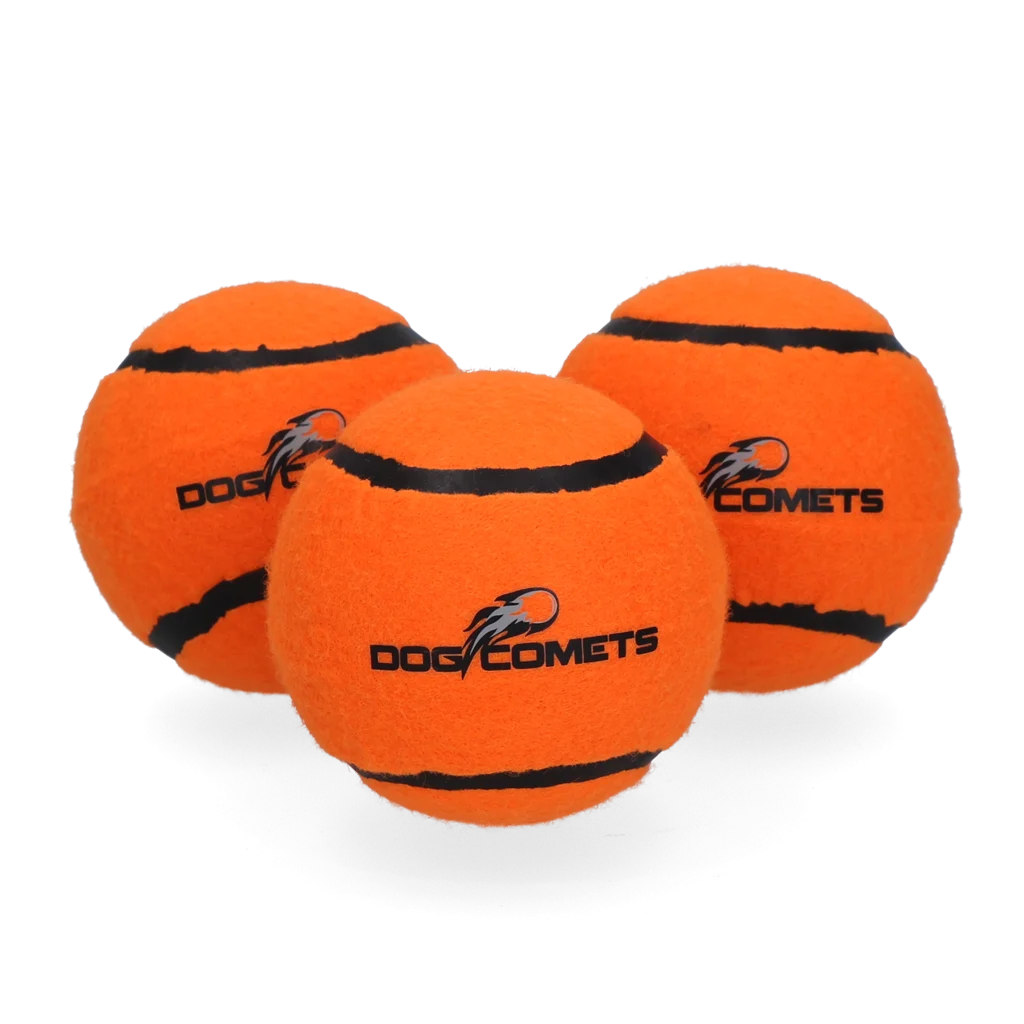 Minge de tenis pentru câini, plutitoare, Ø 6 cm, portocalie, 3 bucăți – Dog Comets Starlight - imagine 2