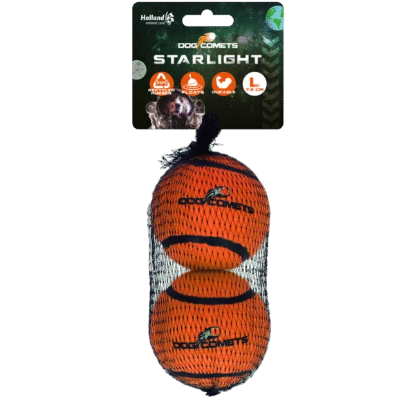 Minge de tenis plutitoare pentru câini, Ø 7,5 cm, portocalie, 2 bucăți – Dog Comets Starlight