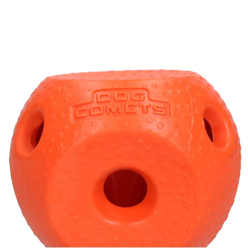 Minge pentru recompense pentru câini din cauciuc TPR, portocalie – Dog Comets Treat Lock Ball - imagine 2