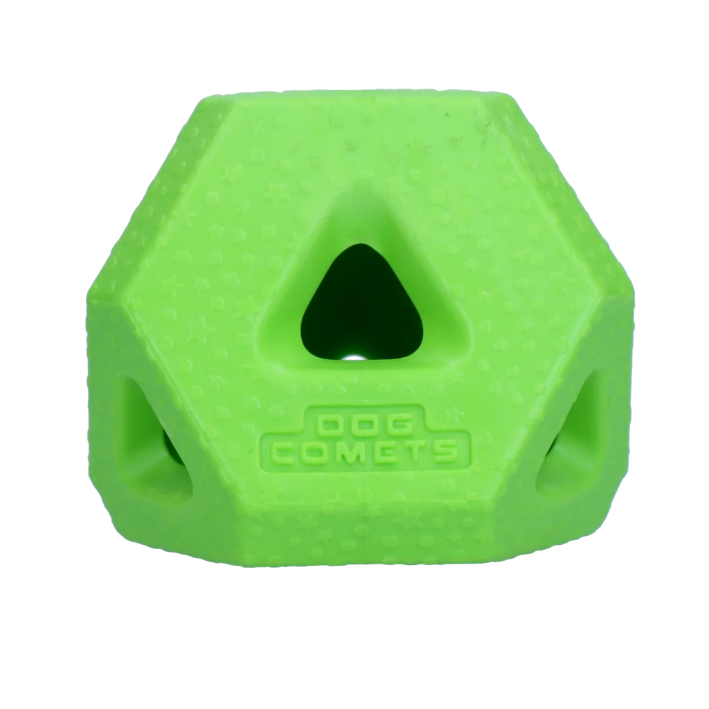 Cub pentru recompense din cauciuc TPR, pentru recompense și batoane de ros, verde – Dog Comets Treat Lock Cube - imagine 1
