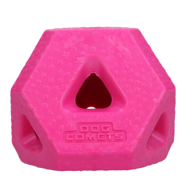 Cub pentru recompense din cauciuc TPR, pentru gustări și batoane de ros, roz – Dog Comets Treat Lock Cube
