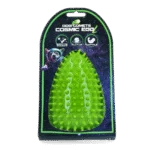 Jucărie de aport în formă de ou, cu chițăitoare și țepi, verde L, Ø 100 x 150 mm – Dog Comets Cosmic Egg