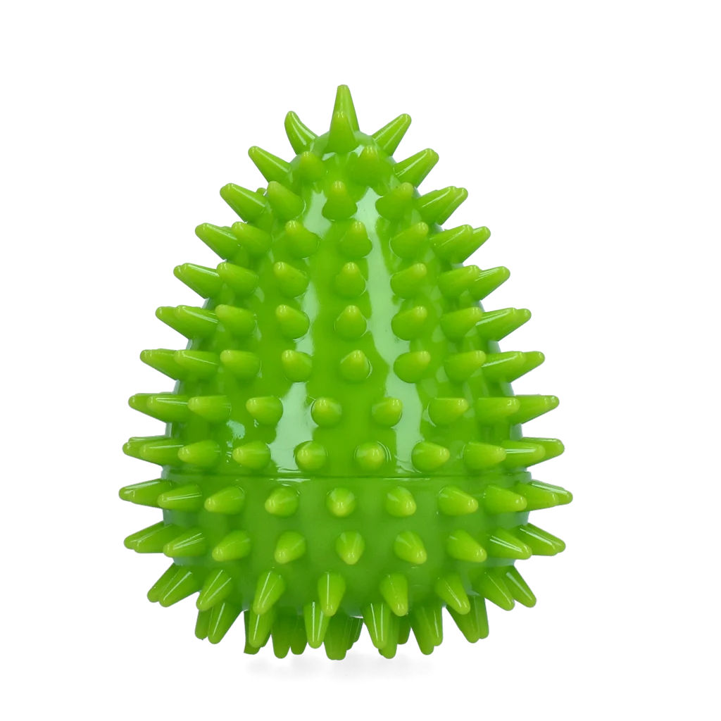 Jucărie de aport în formă de ou, cu chițăitoare și țepi, verde M, Ø 80 x 110 mm – Dog Comets Cosmic Egg - imagine 2