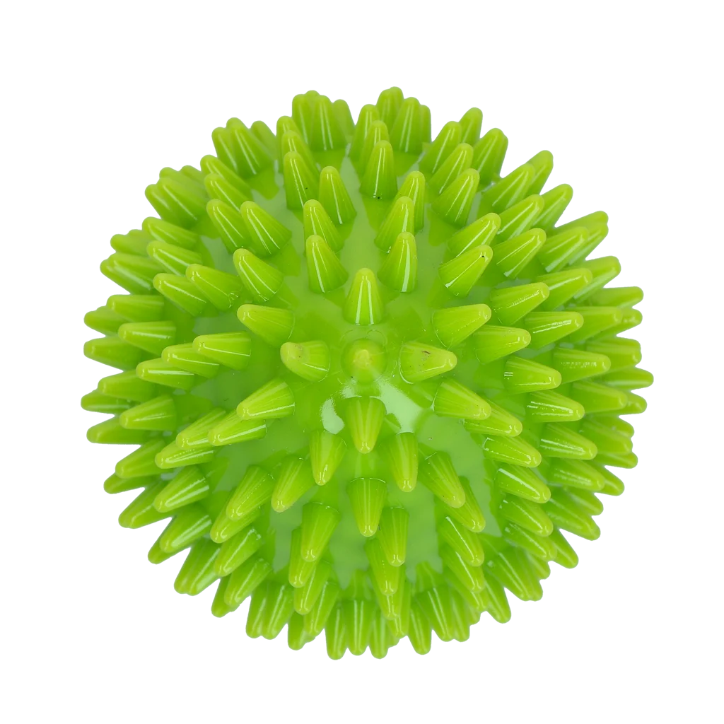 Jucărie de aport în formă de ou, cu chițăitoare și țepi, verde M, Ø 80 x 110 mm – Dog Comets Cosmic Egg - imagine 3