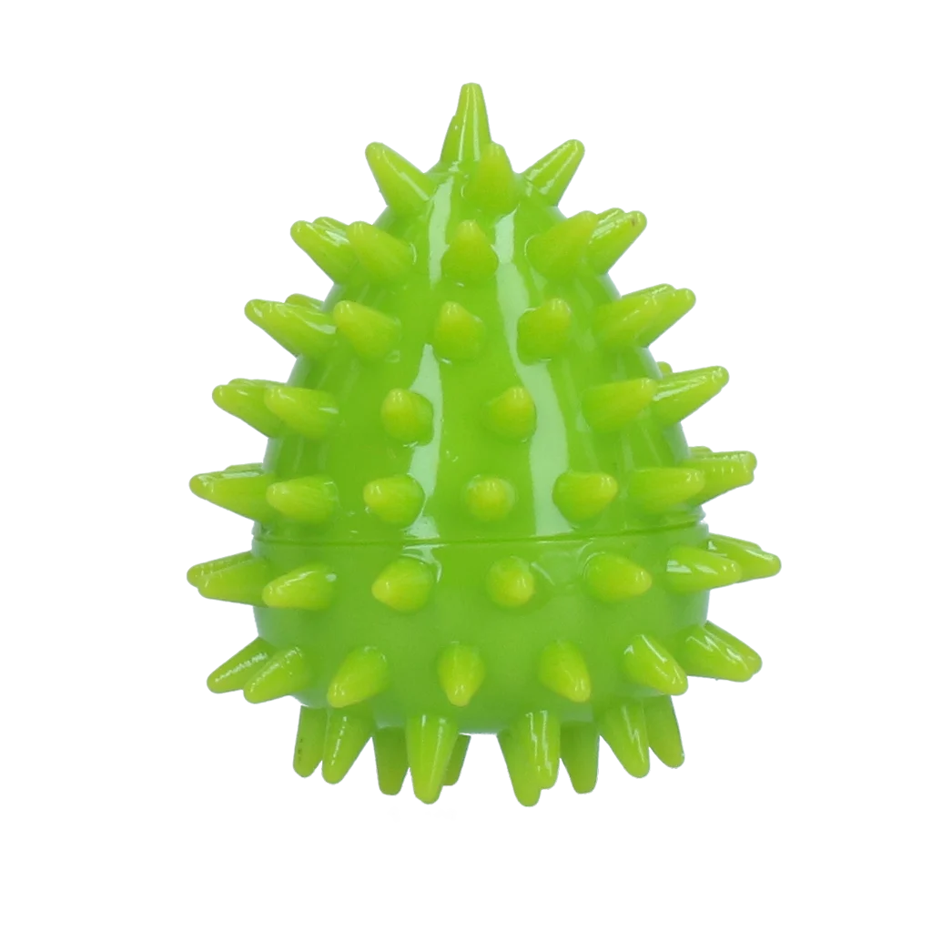 Jucărie de aport în formă de ou, cu piuitoare și țepi, verde S, Ø 50 x 60 mm – Dog Comets Cosmic Egg - imagine 2