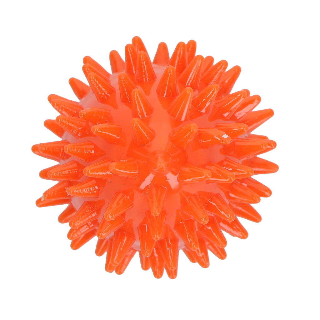 Jucărie de aport în formă de ou, cu chițăitoare și țepi, portocalie S, Ø 50 x 60 mm – Dog Comets Cosmic Egg - imagine 3