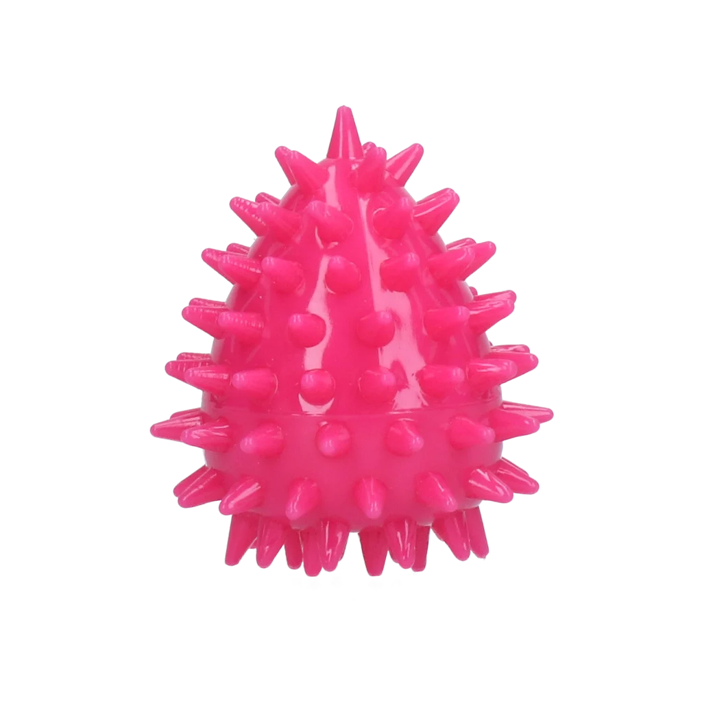 Jucărie de aport în formă de ou, cu chițăitoare și țepi, roz, S, Ø 50 x 60 mm – Dog Comets Cosmic Egg - imagine 3