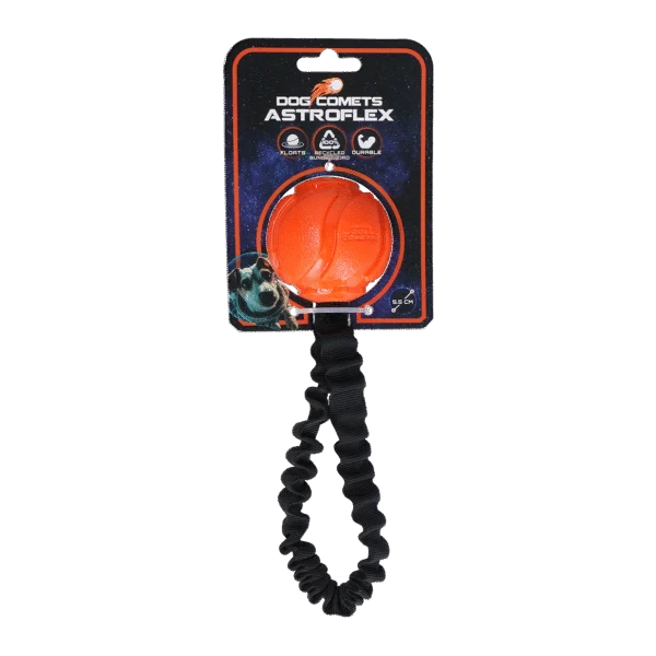 Minge pentru câini cu bandă elastică, Ø 65 x 220 mm, Portocaliu – Dog Comets AstroFlex