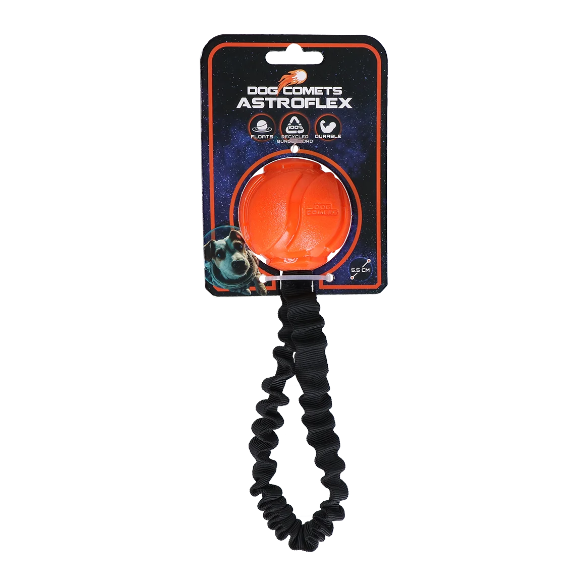 Minge pentru câini cu bandă elastică, Ø 65 x 220 mm, Portocaliu – Dog Comets AstroFlex - imagine 1