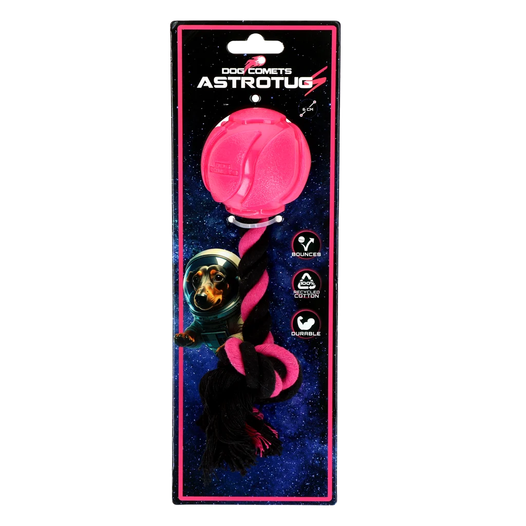 Minge pentru câini cu frânghie din bumbac, 6 cm, roz – Dog Comets AstroTug - imagine 1