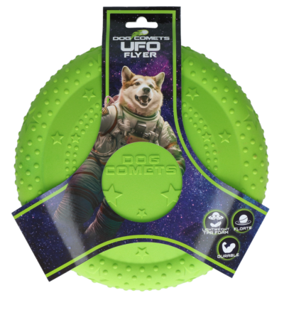 Frisbee pentru câini din cauciuc spumă TPR, plutitor, verde M – Dog Comets UFO Flyer