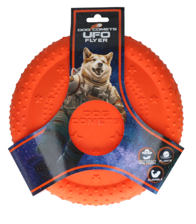 Frisbee pentru câini din spumă TPR, plutitoare, portocalie, M – Dog Comets UFO Flyer
