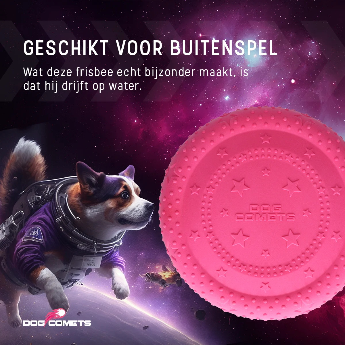 Frisbee pentru câini din cauciuc spumos, plutitor, roz M – Dog Comets UFO Flyer - imagine 5