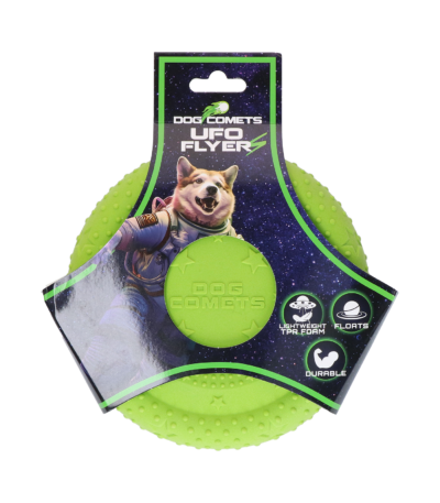 Frisbee pentru câini din cauciuc spumă TPR, plutitor, verde S – Dog Comets UFO Flyer