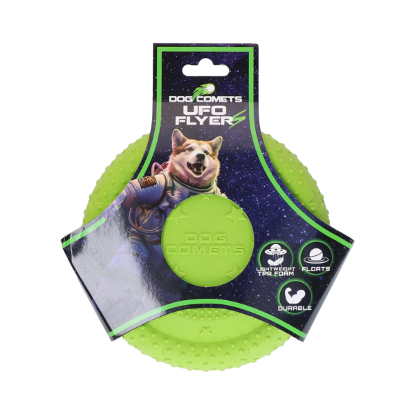 Frisbee pentru câini din cauciuc spumă TPR, plutitor, verde S – Dog Comets UFO Flyer