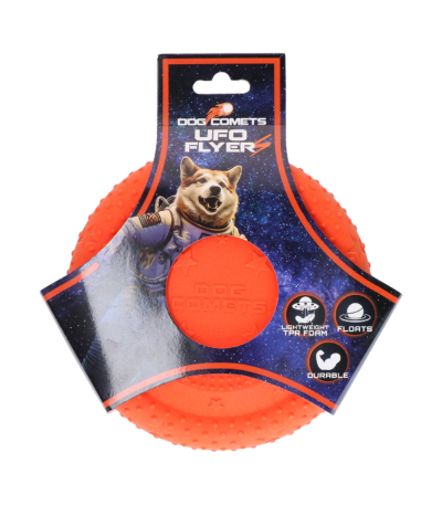 Frisbee pentru câini din spumă TPR, plutitoare, portocalie, S – Dog Comets UFO Flyer