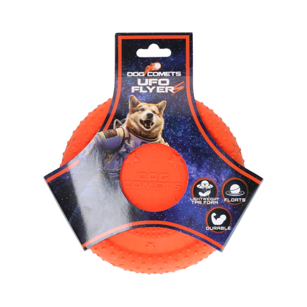 Frisbee pentru câini din spumă TPR, plutitoare, portocalie, S – Dog Comets UFO Flyer
