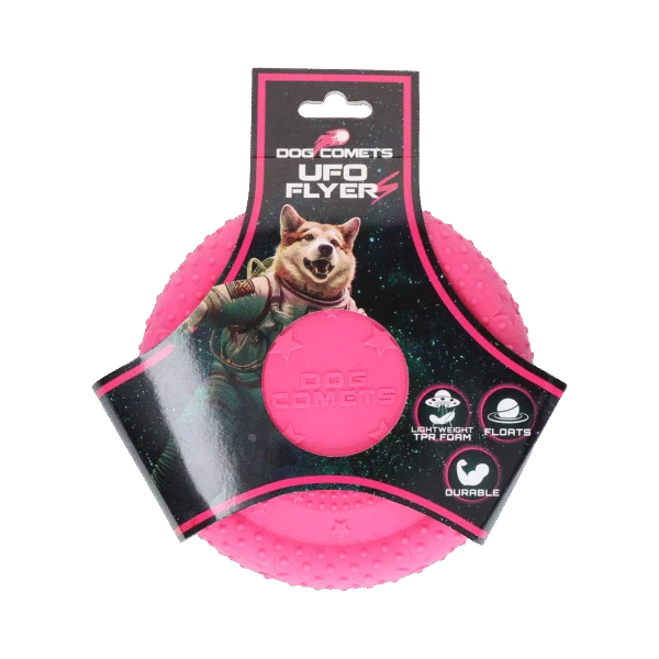 Frisbee pentru câini din cauciuc spumă, plutitor, roz S – Dog Comets UFO Flyer