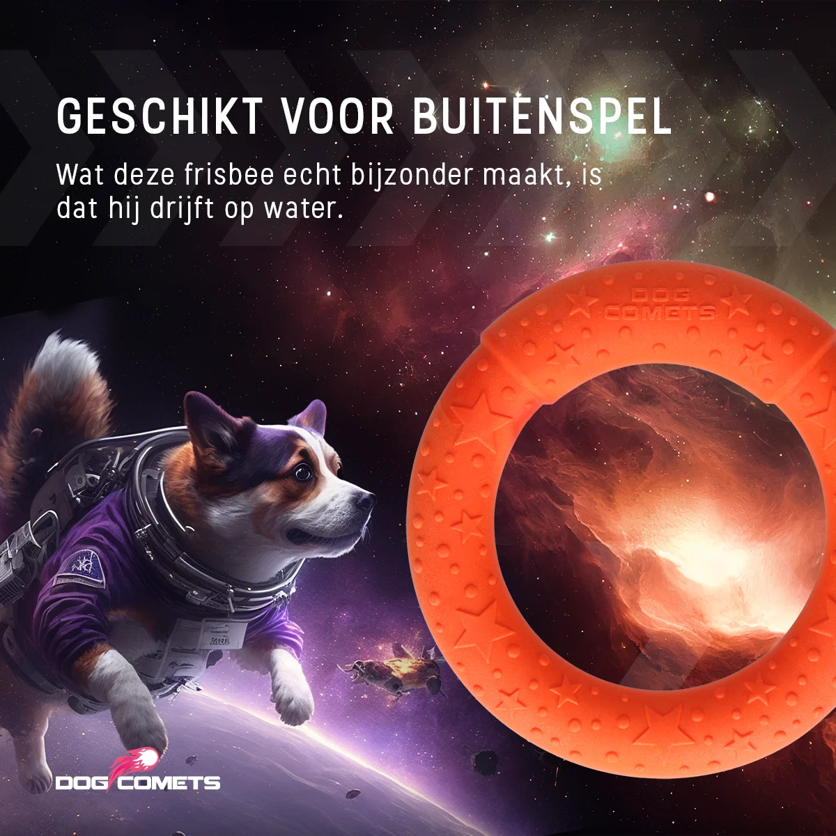 Inel de aruncat pentru câini, din spumă, plutitor, portocaliu M, Ø 19 cm – Dog Comets UFO Ring - imagine 5