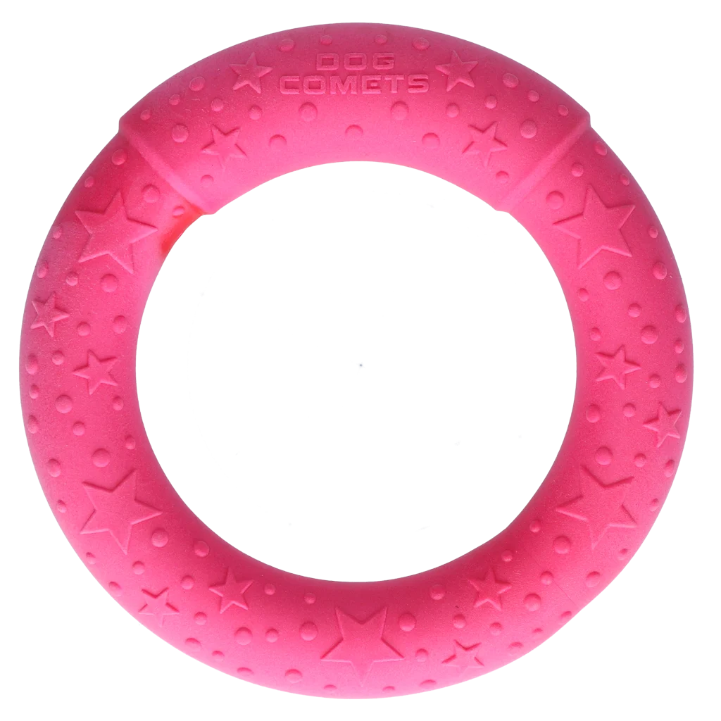 Inel de aport pentru câini din cauciuc spumă, plutitor, roz, M, Ø 19 cm – Dog Comets UFO Ring - imagine 3
