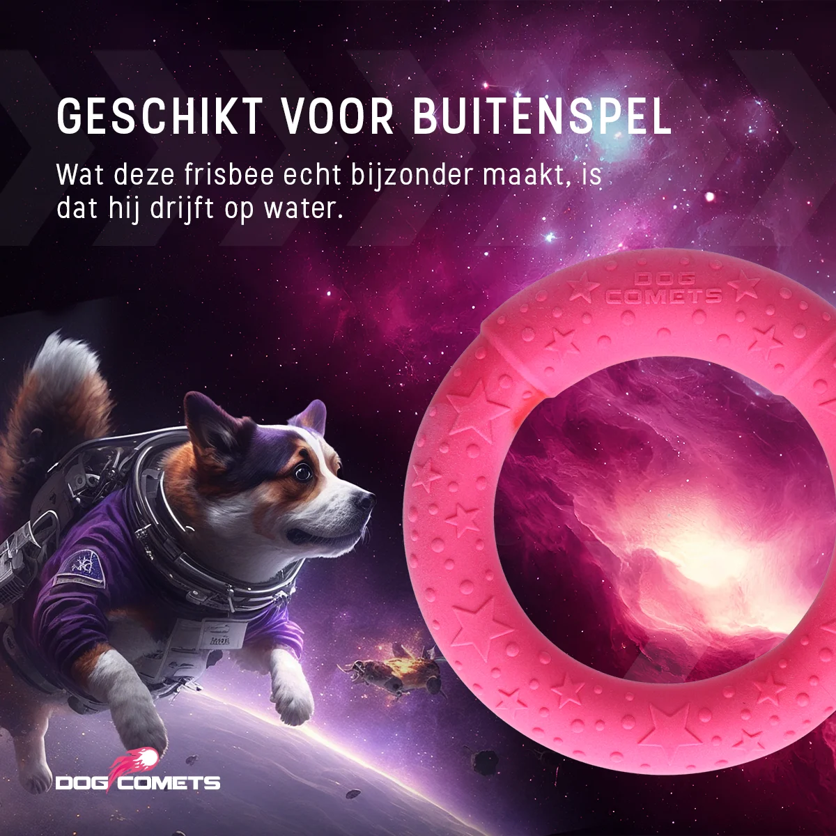 Inel de aport pentru câini din cauciuc spumă, plutitor, roz, M, Ø 19 cm – Dog Comets UFO Ring - imagine 5