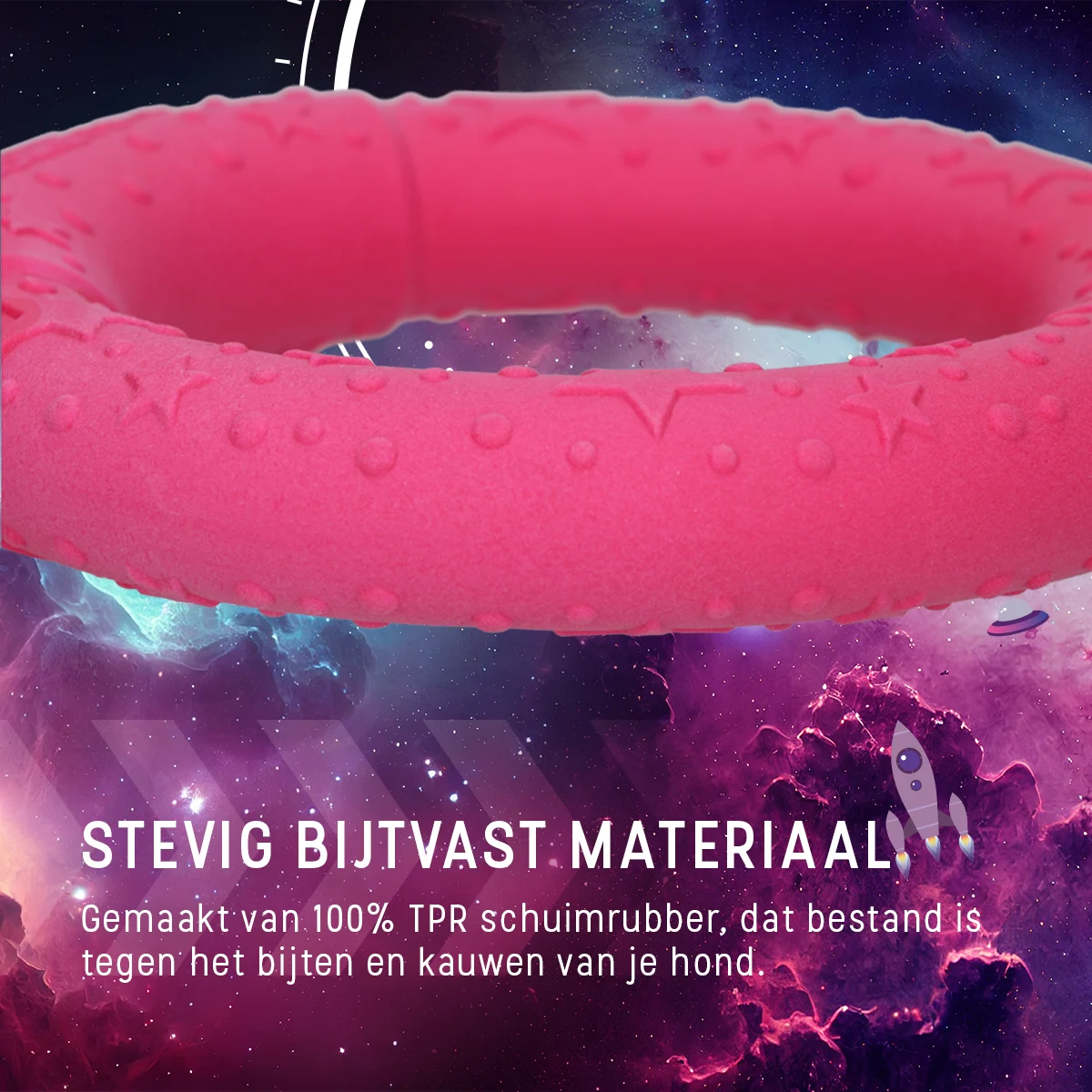 Inel de aport pentru câini din cauciuc spumă, plutitor, roz, M, Ø 19 cm – Dog Comets UFO Ring - imagine 6
