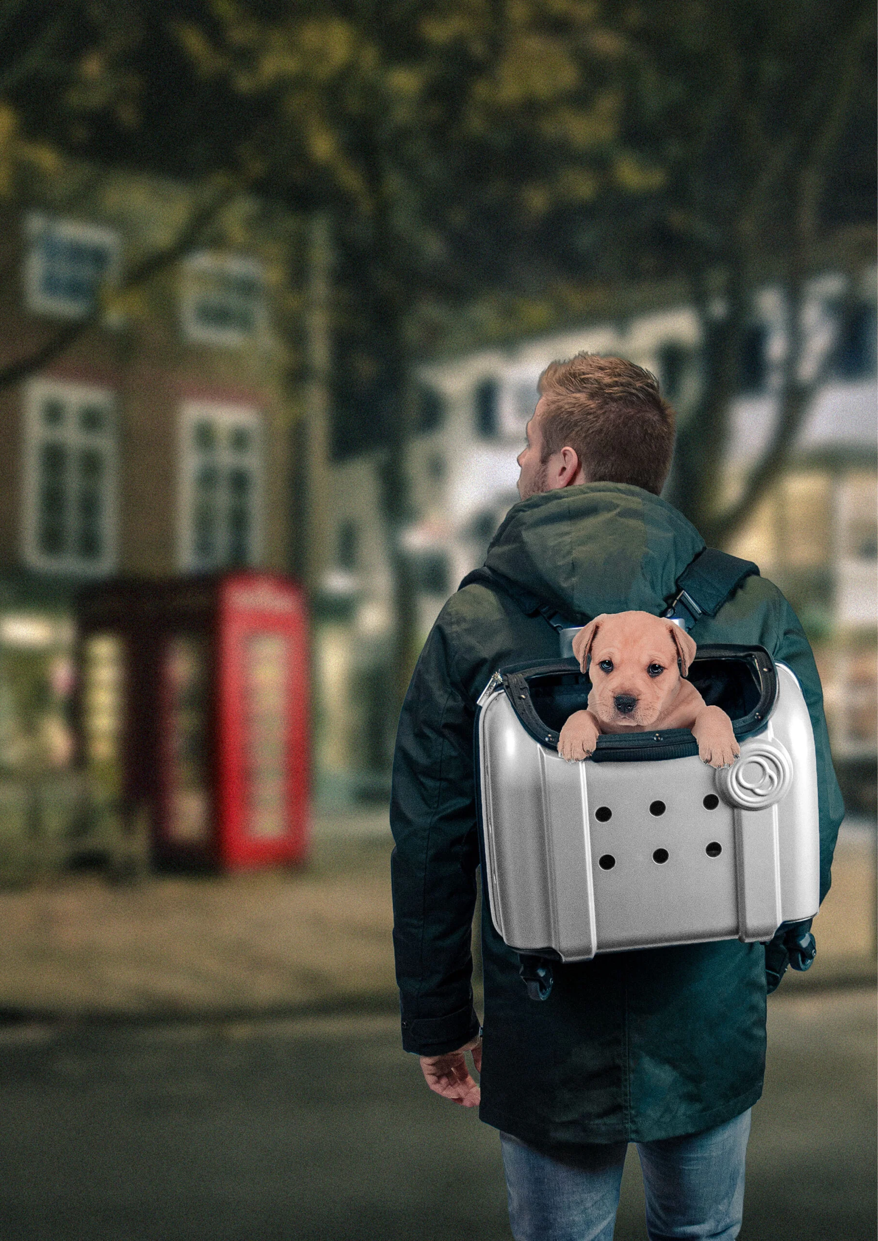 Troler pentru câini cu funcție de rucsac, gri, 40 x 25 x 31 cm – Compaws Trolley London - imagine 2