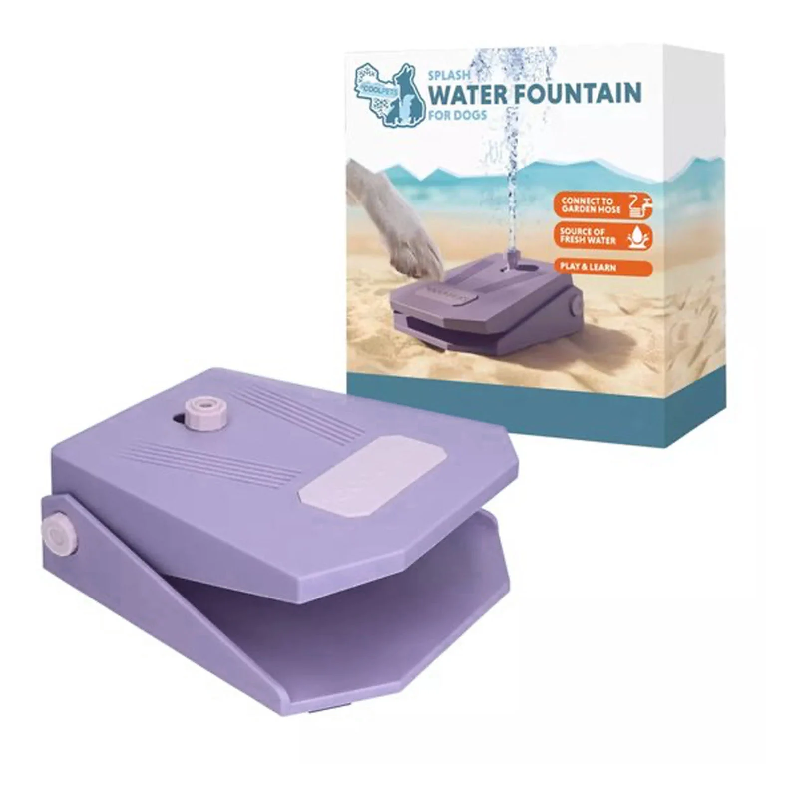 Fântână de apă cu pedală de picior și racord pentru furtun de grădină, lila – Coolpets Splash Water Fountain - imagine 1