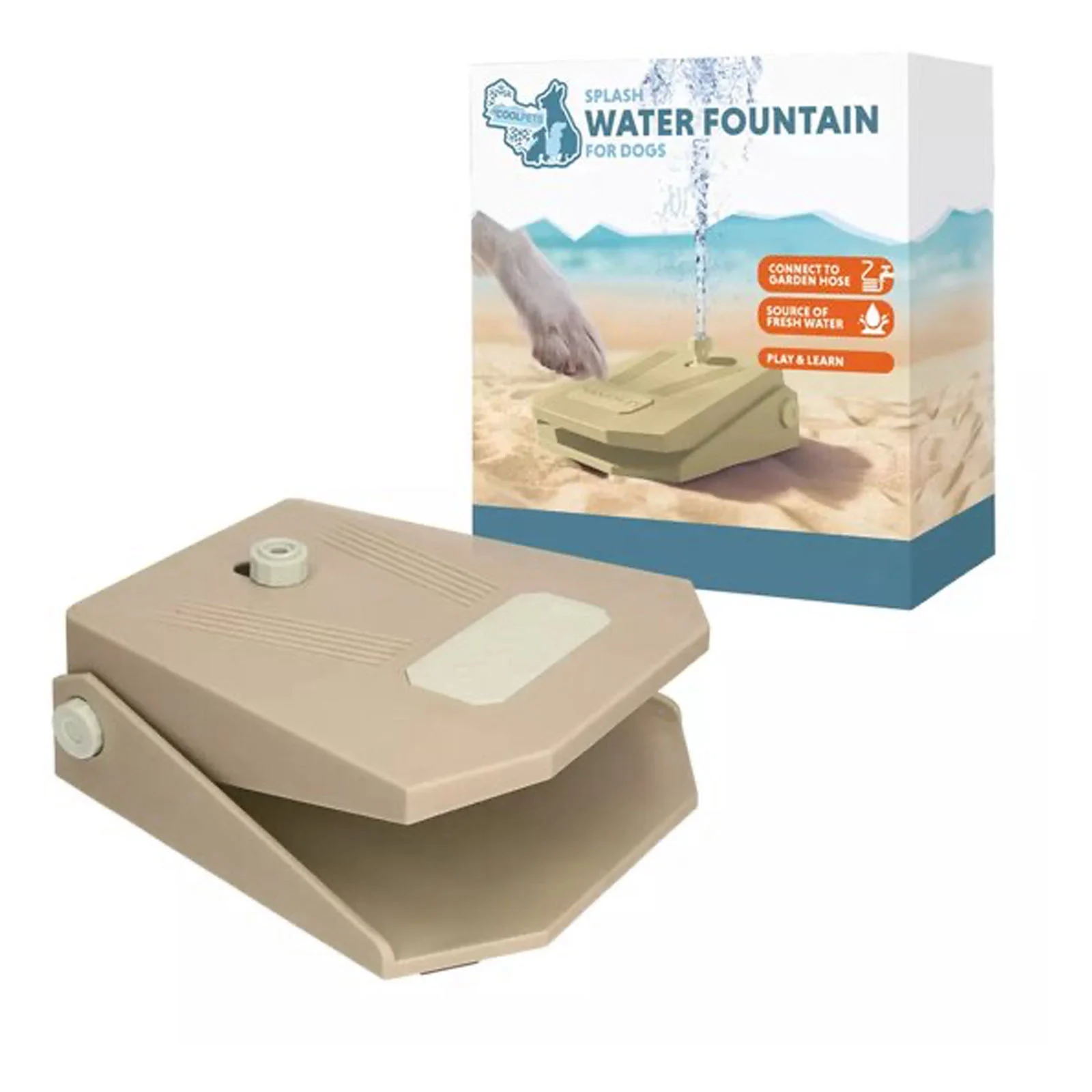 Fântână de apă cu pedală și racord pentru furtunul de grădină, bej – Coolpets Splash Water Fountain - imagine 1
