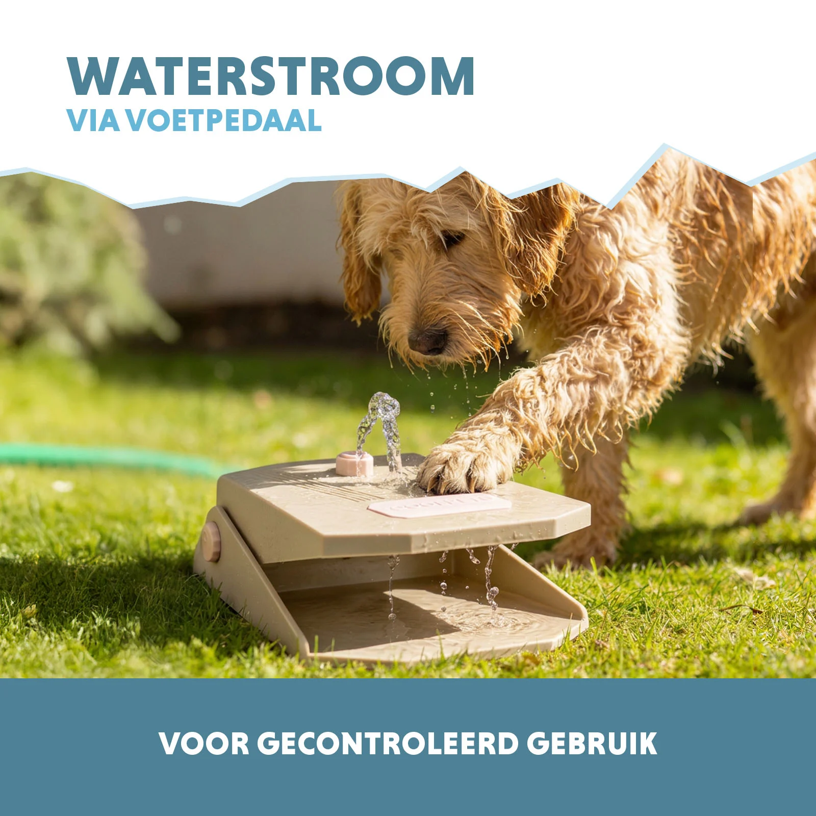 Fântână de apă cu pedală și racord pentru furtunul de grădină, bej – Coolpets Splash Water Fountain - imagine 4