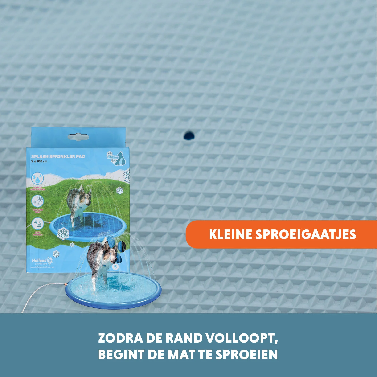 Covoraș cu jeturi de apă pentru câini, cu racord pentru furtun de grădină, S 100 cm – Coolpets Splash Sprinkler Pad - imagine 5
