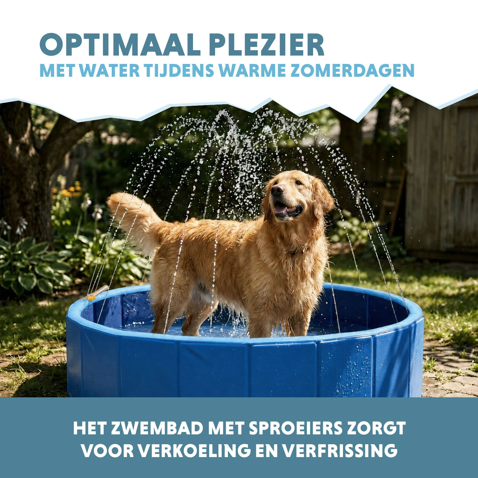 Piscină pentru câini cu aspersoare, diametru 120 cm, înălțimea marginii 30 cm – Coolpets Splash Sprinkler Pool - imagine 4