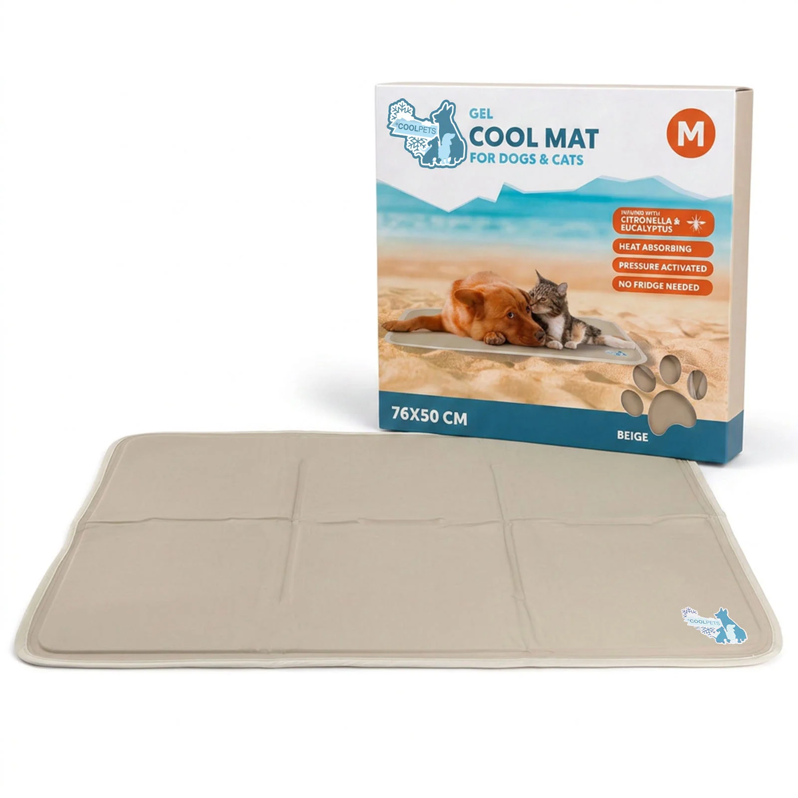 COOL0263M_00.jpg Covoraș răcoritor pentru câini cu gel solid, bej, M, 76 x 50 cm – Coolpets Gel Cooling Mat - imagine 1