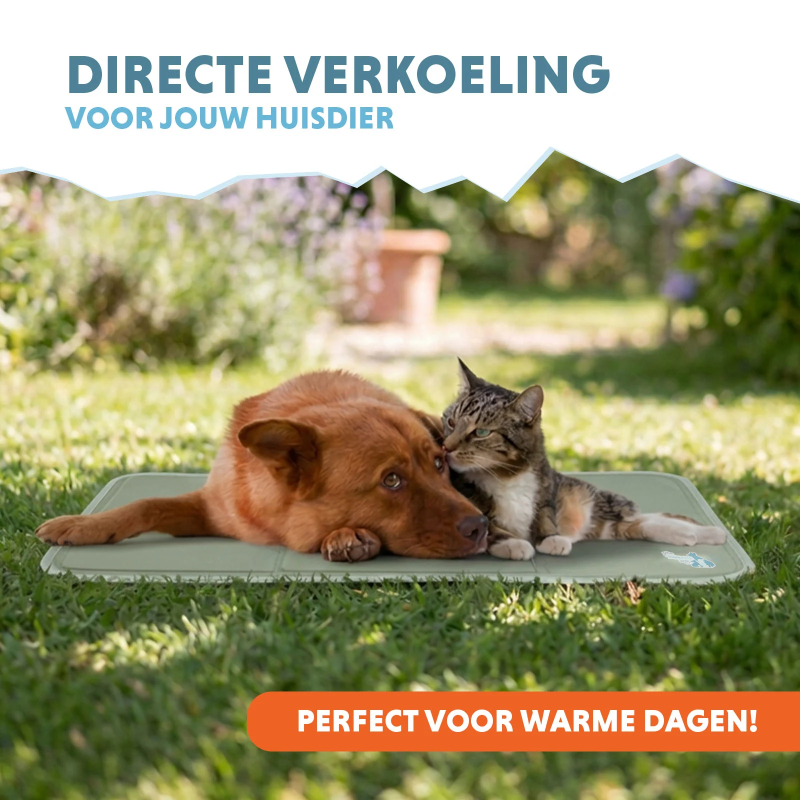 Saltea de răcorire pentru câini cu gel solid, verde măsliniu, M 76 x 50 cm – Coolpets Gel Cooling Mat - imagine 2