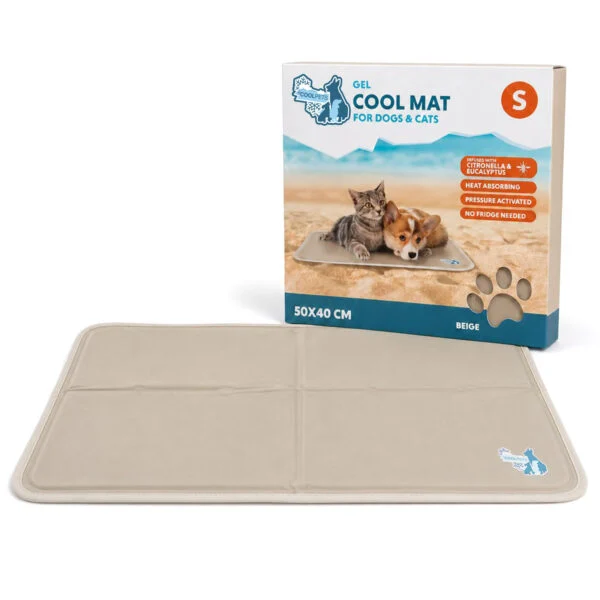 Saltea răcoritoare pentru câini cu gel solid, bej, S 50 x 40 cm – Coolpets Gel Cooling Mat