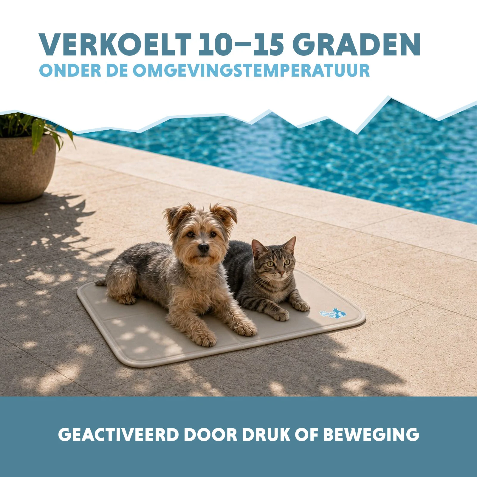 Saltea răcoritoare pentru câini cu gel solid, bej, S 50 x 40 cm – Coolpets Gel Cooling Mat - imagine 4