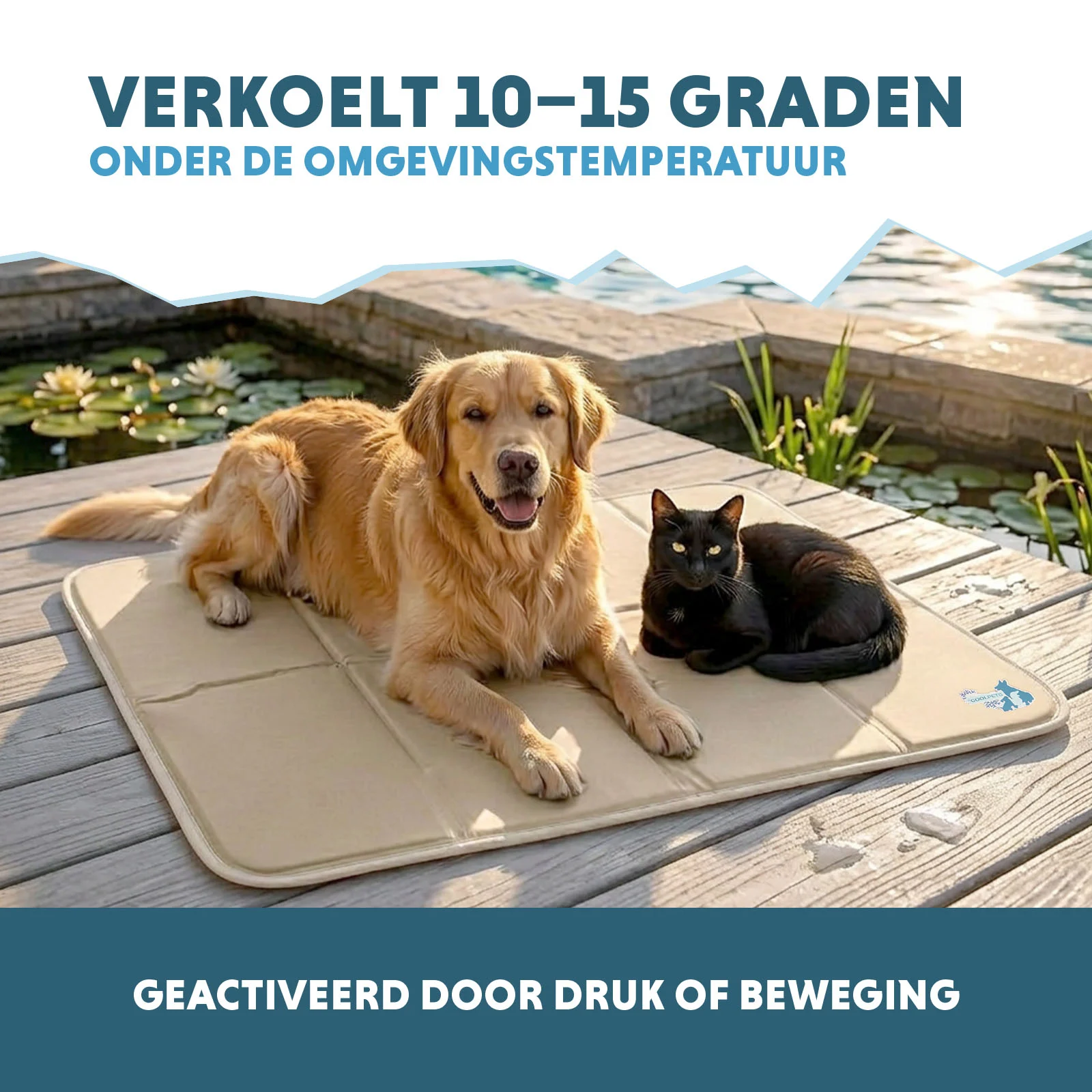 Saltea răcoritoare pentru câini cu gel solid, bej, XL 120 x 70 cm – Coolpets Gel Cooling Mat - imagine 4