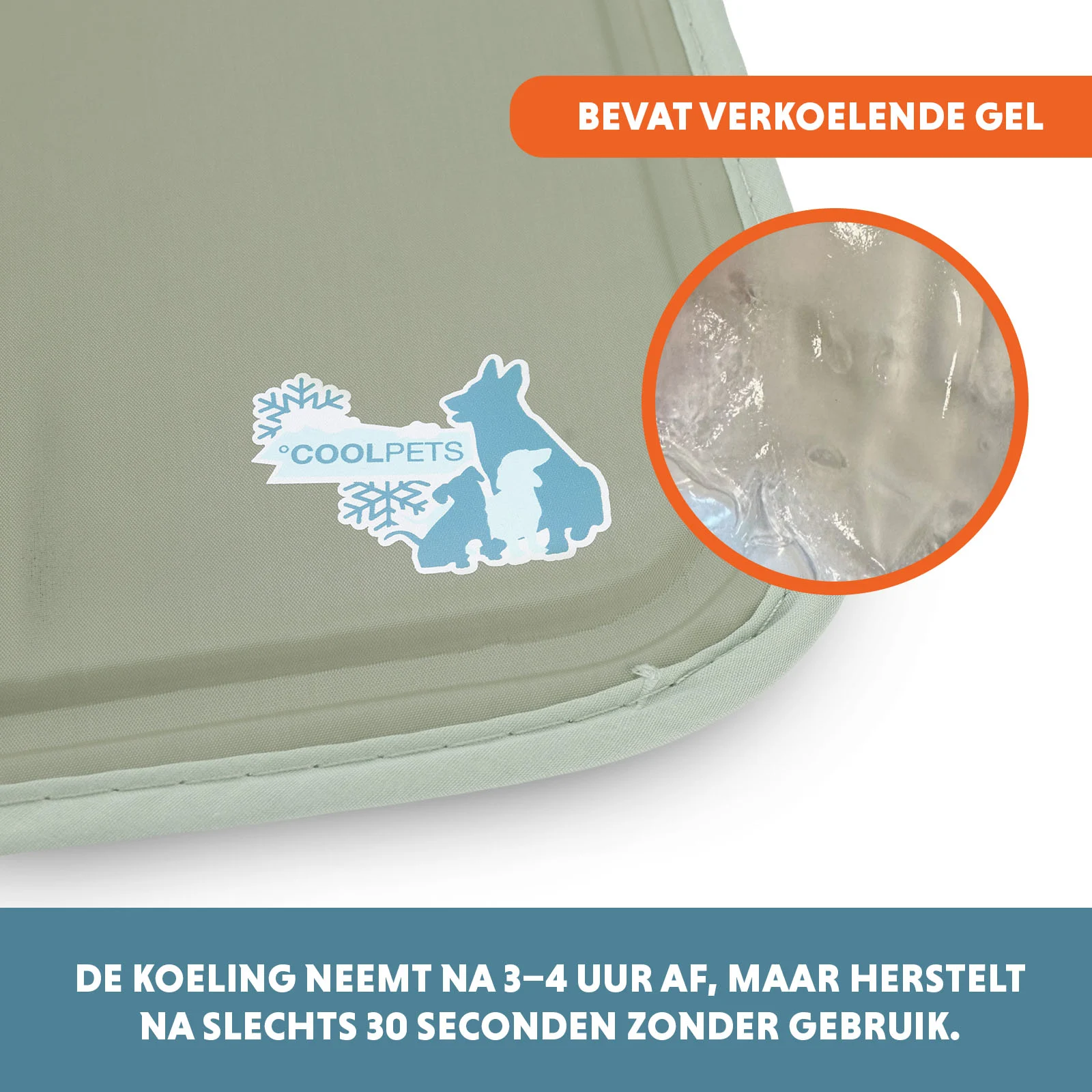 Saltea răcoritoare pentru câini cu gel solid, verde măsliniu, L 90 x 60 cm – Coolpets Gel Cooling Mat - imagine 3