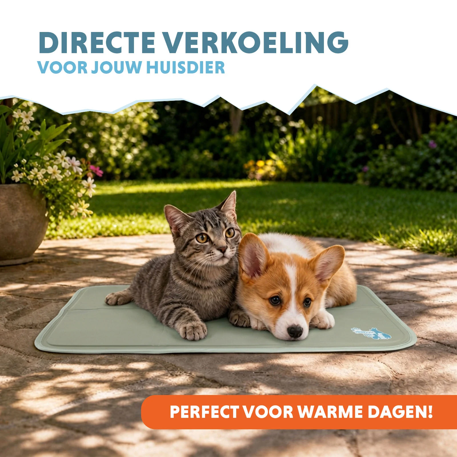 Covoraș răcoritor pentru câini cu gel solid, verde măsliniu, S 50 x 40 cm – Coolpets Gel Cooling Mat - imagine 2