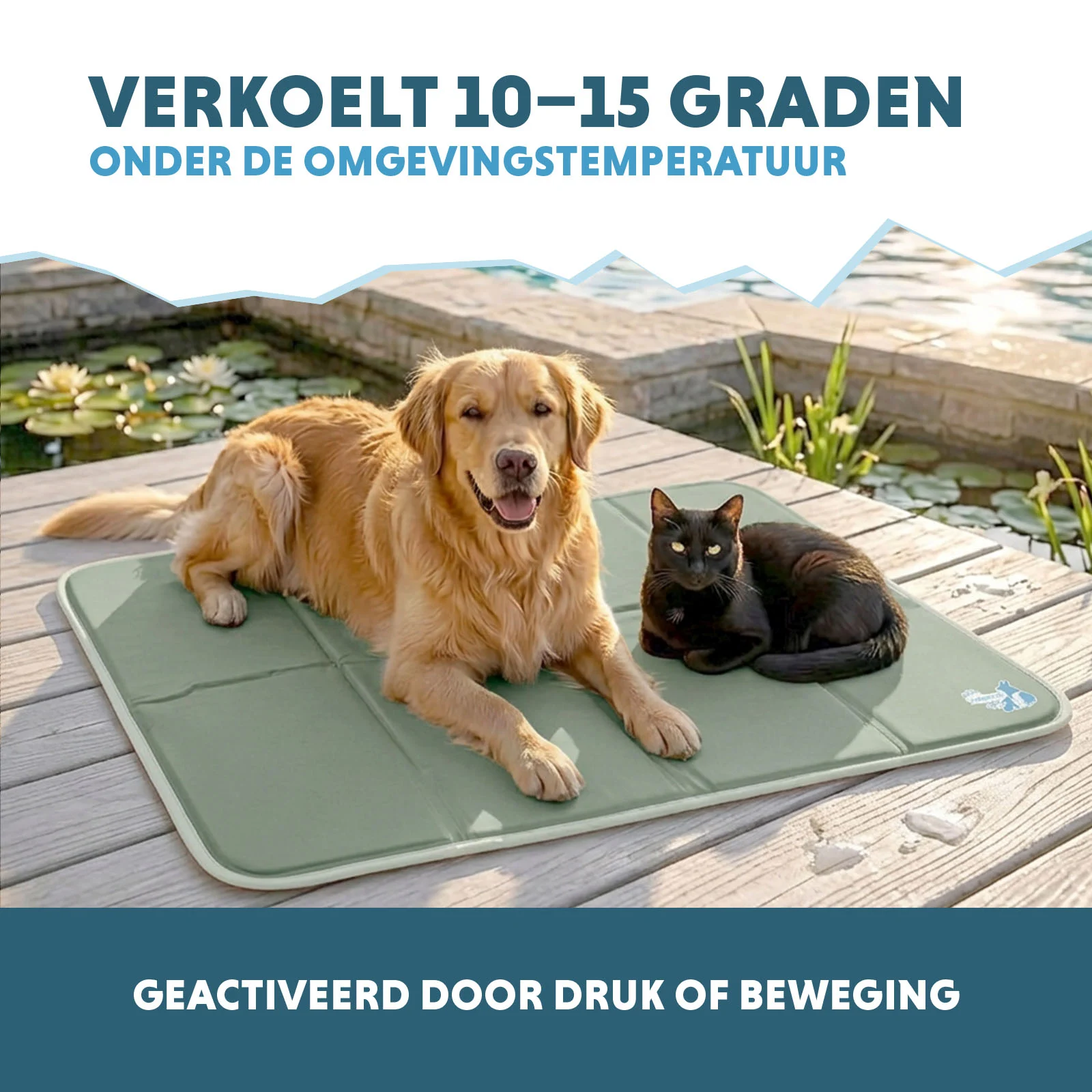 Saltea răcoritoare pentru câini cu gel solid, verde măsliniu, XL 120 x 70 cm – Coolpets Gel Cooling Mat - imagine 4