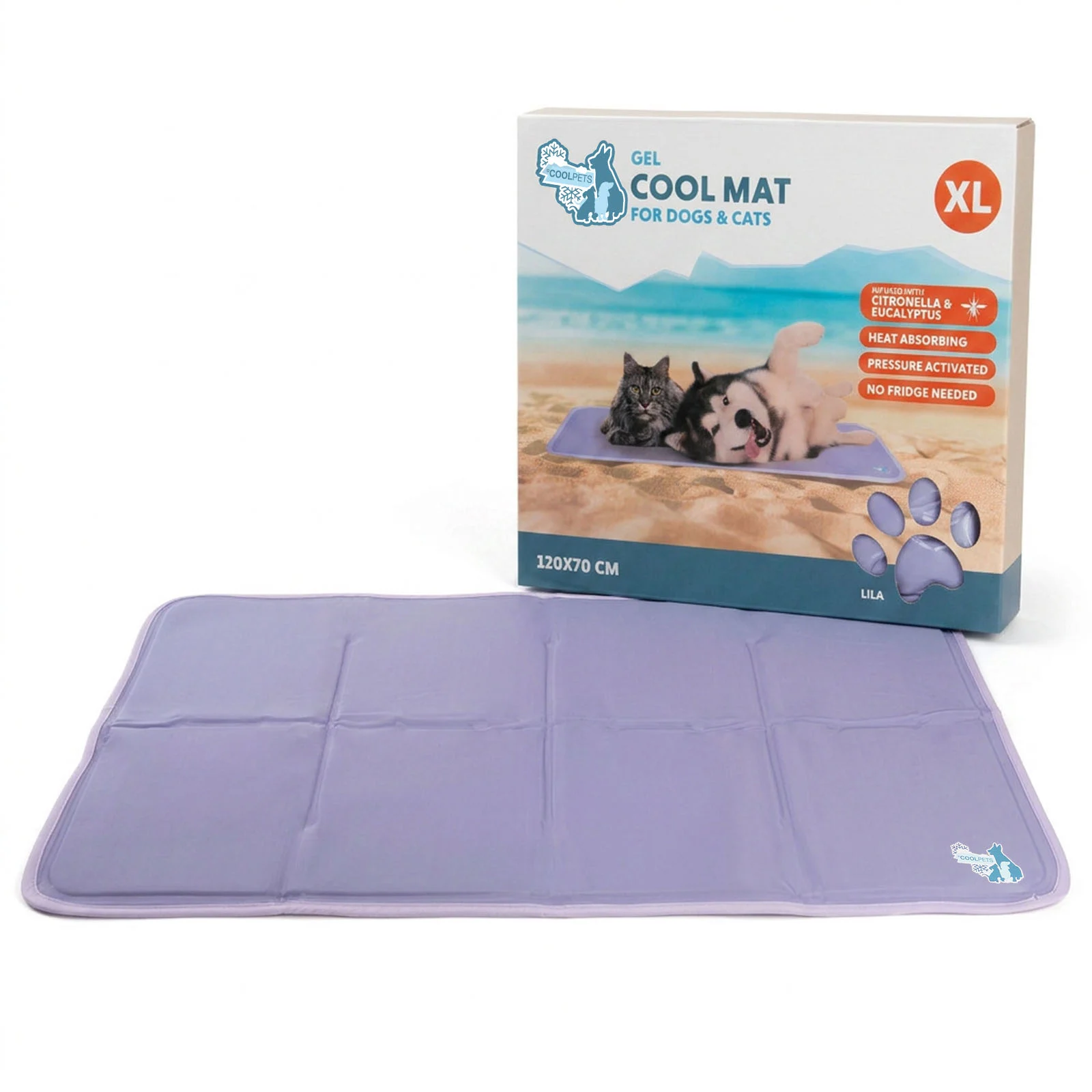 Covoraș răcoritor pentru câini, cu gel solid, lila, XL 120 x 70 cm – Coolpets Gel Cooling Mat - imagine 1